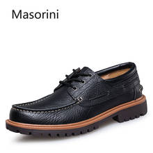 Alta moda sapatos casuais masculinos de couro legítimo, mocassim impermeável para trabalho, sapatos baixos para homens, plus size 37 a 47 2024 - compre barato