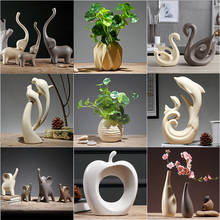 Fengshui Ceramic Vase Green Plant Ornaments Crafts Art Home Furnishing Livingroom Desktop Birds Figurines Decoration Accessories 2024 - buy cheap