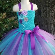 Girls Mermaid Princess Tutu Dress Kids Crochet Flower Dress with Straps and Ribbon Bow Kids Cosplay Party Cartoon Costume Dress 2024 - buy cheap