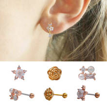 New 1PC Stainless Steel Cz Ear Piercing Jewelry Cartilage Stud Earring Helix Tragus Conch Rook Lobe Screw Back Earrings 2024 - buy cheap