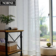 NORNE Semi White Jacquard striped Lace Sheer Curtain Voile Panels Tulle for Windows Living Room Kitchen Bedroom Curtains Drape 2024 - buy cheap
