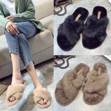 Designer Shoes Winter Fashion Outdoor Women Home Slippers Faux Fur Warm Slippers Woman Slip On Flats Female fuzzy Flip Flops 2024 - buy cheap