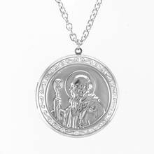 100% Stainless Steel Saint Benedict Medal Locket Charm Necklacr Metal St Benito Photo Box Choker Catholic Jewelry 2024 - buy cheap