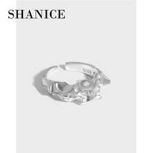 SHANICE S925 Sterling Silver Open ring  Folded Opening Irregular Wide Ring Europe Handmade Concave Convex Irregular Rock Ring 2024 - buy cheap