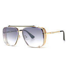 2020 новые винтажные Роскошные брендовые дизайнерские модные квадратные солнцезащитные очки для мужчин и женщин, металлические очки с градиентом, солнцезащитные очки для вождения UV400 2024 - купить недорого
