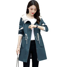 New Trench Coat Women 2020 Spring Autumn Mid Long Women's Coats Casual Hooded Windbreaker Female Tops High Quality Outerwear 268 2024 - compre barato