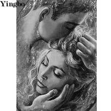 5d pintura diamante bordado amor kiss casal amantes inteiramente quadrado broca redonda diy diamante mosaico arte presente artesanal 2024 - compre barato