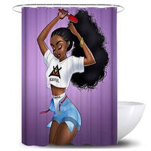 3D African Afro American Girl Lady Comb Hair Print Shower Curtain Set Bathroom Non-slip Rugs Toilet Cover Bath Mat Home Decor 2024 - buy cheap