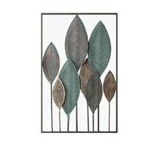 Decoración nórdica de hojas de hierro forjado para pared, colgante de Metal, moderna, minimalista, creativa para sala de estar 2024 - compra barato
