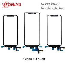 Cristal frontal con Cable flexible táctil para iPhone X, XS, XSmax, 11P, Panel de pantalla táctil LCD de repuesto de cristal agrietado externo 2024 - compra barato