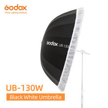 Godox-paraguas reflectante para estudio, sombrilla parabólica de 51in, 130cm, color blanco y negro, con difusor de tela plateada y negra, UB-130W 2024 - compra barato