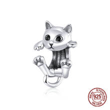 100% 925 sterling silver cute cat charm animal beads fit Pandora bracelet original woman fashion jewelry making wedding gift DIY 2024 - buy cheap