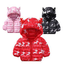 Рождественская куртка для новорожденных девочек, осенне-зимняя куртка для девочек, пальто, детская теплая верхняя одежда с капюшоном, пальто для маленьких мальчиков 2024 - купить недорого