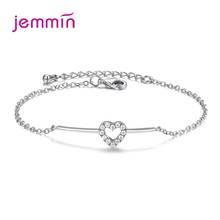 Genuine 925 Sterling Silver Bracelet Hollow Hear Shape Charm Bracelet With Small Bright Crystal Wholesale/Retail/Drop Shipping 2024 - buy cheap