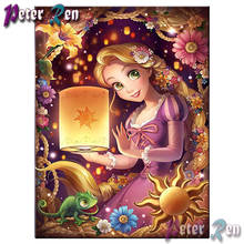 5d pintura diamante ponto cruz rapunzel menina com animal diy quadrado completo \ redondo bordado strass imagem presente de feriado menina 2024 - compre barato