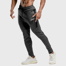 Calça esportiva masculina casual de algodão, calça de academia para corrida, esticar, justa, malhação, zíper e tornozelo, 2020 2024 - compre barato