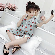 Pajamas Set for Children Summer Toddler Kids Girls Home Clothing Turn-down Collar Tops Shorts 2Pcs Suits Baby Sleepwear Clothes 2024 - buy cheap