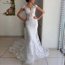 Vestido de Noiva Mermaid Wedding Dresses 2020 Lace Appliques Cap Sleeves Illusion Bridal Gowns Boho Bride Dress Robe De Mariee 2024 - buy cheap