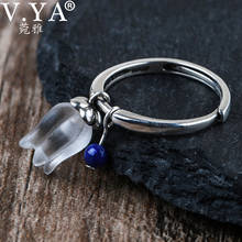 V.YA 925 Sterling Silver Retro Fashion Zircon Crystal Flower Tassel Literary Ring Lapis Lazuli Female Open Ring Jewelry 2024 - buy cheap