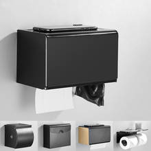 Aluminum Bathroom Paper Roll Holder With Shelf/Rack Toilet Tissue Boxes Wall Mounted Nail Free Bath Hardware Black/White 2024 - buy cheap