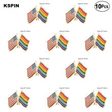 U.S.A & Rainbow Lapel Pin Flag badge Brooch Pins Badges 10Pcs a Lot 2024 - buy cheap