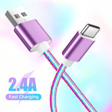 USB кабель с цветным градиентом для samsung A50 S9 2.4A кабель для быстрой зарядки Micro usb телефонный кабель для передачи данных USB C шнур для зарядного устройства для huawei P30 2024 - купить недорого