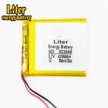 3.7V,420mAH,303648 polymer lithium ion / Li-ion battery for dvr,GPS,mp3,mp4,cell phone,speaker 2024 - buy cheap