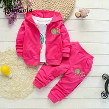 Conjuntos de roupas de bebês meninas, roupas infantis, conjunto de 3 peças, jaqueta com capuz estampa de pirulito + calças 2024 - compre barato