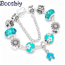 Boosbiy pulseiras banhadas a prata, com pingentes de orquídea, estilo europeu, bracelete fino, presente de joia 2024 - compre barato