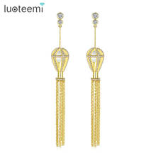 LUOTEEMI Boho Design Lantern Tassel Long Drop Earrings for Women Girls Party Luxury Gold Color Micro CZ Dangle Earrings Brincos 2024 - buy cheap
