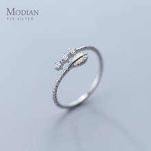 Modian Free Size Simple Plant Ring for Women Gift Radiant Clear CZ Leaves Hight Quality Sterling Silver 925 Ring Fine Jewelry 2024 - buy cheap
