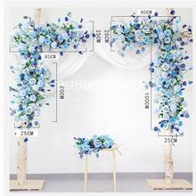 Custom wedding props arch backdrop party event decor artificial flower row silk blue white outdoor lawn fake flower arrangement 2024 - buy cheap