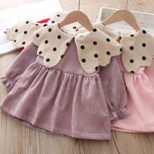 Ropa de bebé collar de la muñeca ropa de Otoño de primavera bebé niñas princesa vestido francés de terciopelo de manga larga vestido de los niños vestidos ropas para bebé 2024 - compra barato