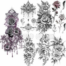 Big Rose Flower Temporary Tattoos Fake Jewelrys Design Pendant Henna Waterproof Fake Tattoo Decal Women Body Art Tatoos Arm 3D 2024 - buy cheap