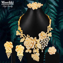 missvikki Famous Brand New Big 4 PCS Flowers Necklace Bangle Earrings Ring for Women Wedding Engagement Occasion Jewelry Set 2024 - buy cheap