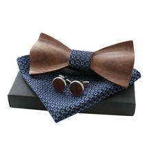 Moda de madeira gravata borboleta conjunto de lenço novidade gravata gravata presente para homem natal traje de casamento gravata decorações 2024 - compre barato