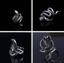 2020 панк унисекс из нержавеющей стали готическое кольцо серебряное Кобра кольцо креативное простое змеиное кольцо 2024 - купить недорого