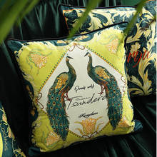 Geometric Plaid Pillow Cushion Cover Chic Green Peacock Throw Decorative Pillows Cojines Decorativos Para Sofa Coussin Cushions 2024 - buy cheap