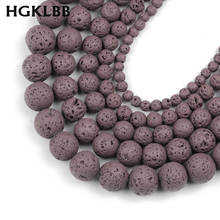 HGKLBB Rubber Dark Purple Natural Lava Volcanic Stone 4/6/8/10/12MM Round Spacer Loose beads for Jewelry making DIY bracelet 2024 - buy cheap