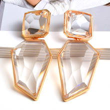 Wholesale ZA Clear And Pure Resin Drop Earrings Like Crystal Hanging Elegant Irregular Dangle Earrings Fine Jewelry For Women 2024 - buy cheap