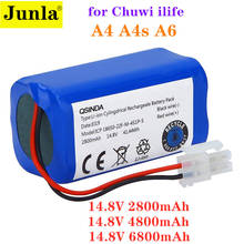 100% New original Rechargeable Battery 14.8V 6800mAh robotic vacuum cleaner accessories parts for Chuwi ilife A4 A4s A6 2024 - buy cheap