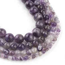 Natural Flower Purple Crystal Amethysts Stone Beads Round Loose Spacer Beads For Jewelry Making 15"strand 8/10/12mm DIY Bracelet 2024 - buy cheap