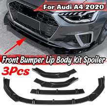 High Quality 3pcs Car Front Bumper Lip Chin Bumper Body Kits Splitter Diffuser Spoiler For Audi A4 2020 A4 Bumper Lip Splitter 2024 - buy cheap