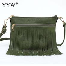 Women PU Leather Crossbody Bags Rectangle Soft Shoulder Bag With Tassel Elegant Daily Pouch Ladies Fashion Shoulder Purse Solid 2024 - buy cheap