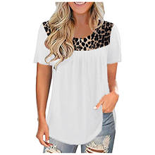 Blusa con estampado de leopardo para mujer, camisa de manga corta, talla grande 5xl, 2021 2024 - compra barato