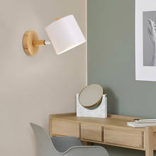 Lámpara de pared LED E27, iluminación creativa moderna de madera para lectura, dormitorio, mesita de noche, estudio, mejora del hogar, color macaron 2024 - compra barato