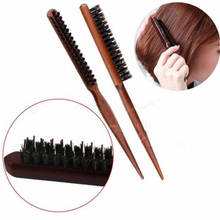 1PC Professional Wooden Handle Salon Comb Hair Teasing Brush Back Comb Natural Boar Bristle Hairbrush Hairdressing Styling Tools 2024 - buy cheap