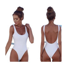 Solid Color Bikini Euro-American One-piece Swimsuit Solid Color One-piece White One-piece Swimwear Women Swimming Suit 2024 - buy cheap