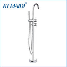 KEMAIDI Floor Stand Mount Swivel Spout Solid Brass Bathroom Chrome Double Handles Bathtub Bathroom Basin Sink Mixer Tap Faucet 2024 - buy cheap