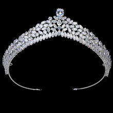 Tiaras e coroa hadiyana rainha corona jóias de cabelo casamento acessórios para o cabelo bandana zirconia bc4968 accesorios para el cabello 2024 - compre barato